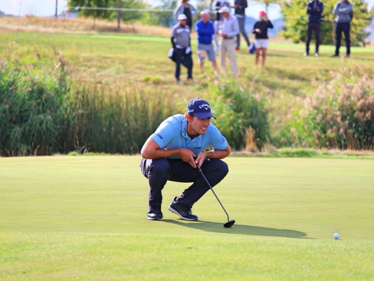 Andrea Pavan on the 18th green