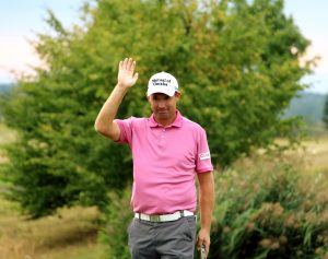 Padraig Harrington on the 18th green